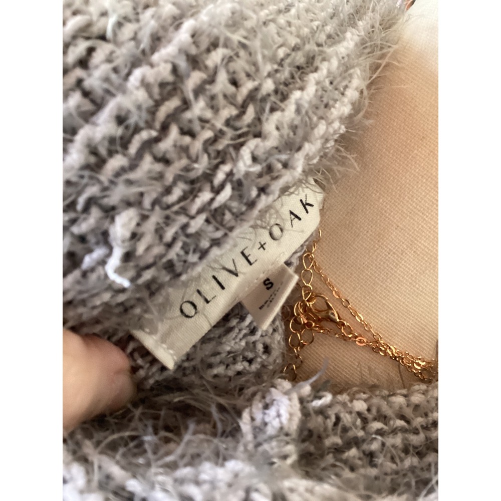 OLIVE OAK Cozy Fuzzy Striped Cowl Neck Sweater Size S - Picture 4 of 5
